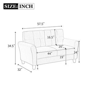 English Elm 57.5" Modern Living Room Loveseat Linen Upholstered Couch Furniture For Home Or Office ,Light Grey,(2-Seat,Old Sku:Wf288518Aar)