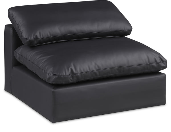 Comfy Black Vegan Leather Modular Armless Chair 188Black-Armless Meridian Furniture