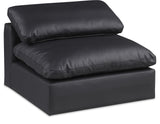 Comfy Black Vegan Leather Modular Armless Chair 188Black-Armless Meridian Furniture