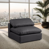 Comfy Black Vegan Leather Modular Armless Chair 188Black-Armless Meridian Furniture