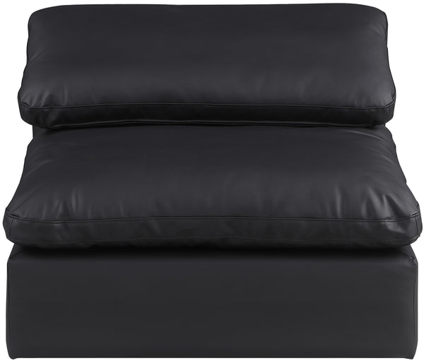 Comfy Black Vegan Leather Modular Armless Chair 188Black-Armless Meridian Furniture