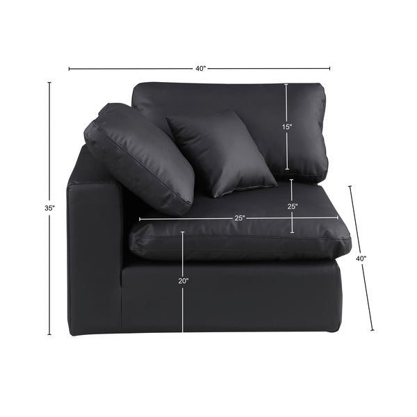 Comfy Black Vegan Leather Modular Corner Chair 188Black-Corner Meridian Furniture