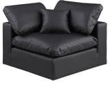 Comfy Black Vegan Leather Modular Corner Chair 188Black-Corner Meridian Furniture