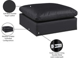 Comfy Black Vegan Leather Modular Ottoman 188Black-Ott Meridian Furniture