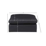 Comfy Black Vegan Leather Modular Ottoman 188Black-Ott Meridian Furniture