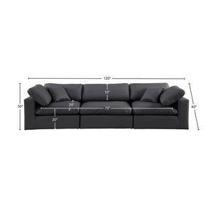 Comfy Black Vegan Leather Modular Sofa 188Black-S119 Meridian Furniture