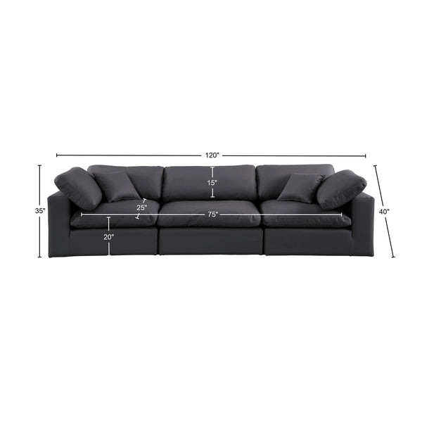 Comfy Black Vegan Leather Modular Sofa 188Black-S119 Meridian Furniture