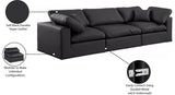 Comfy Black Vegan Leather Modular Sofa 188Black-S119 Meridian Furniture