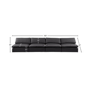 Comfy Black Vegan Leather Modular Sofa 188Black-S156 Meridian Furniture