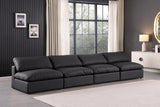 Comfy Black Vegan Leather Modular Sofa 188Black-S156 Meridian Furniture