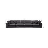 Comfy Black Vegan Leather Modular Sofa 188Black-S158 Meridian Furniture