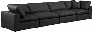 Comfy Black Vegan Leather Modular Sofa 188Black-S158 Meridian Furniture