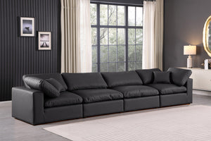 Comfy Black Vegan Leather Modular Sofa 188Black-S158 Meridian Furniture
