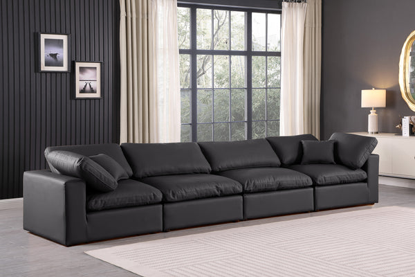 Comfy Black Vegan Leather Modular Sofa 188Black-S158 Meridian Furniture
