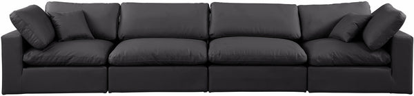 Comfy Black Vegan Leather Modular Sofa 188Black-S158 Meridian Furniture