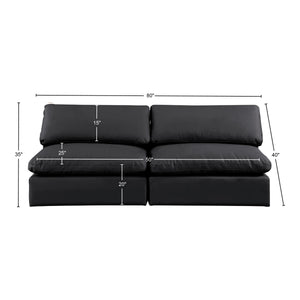Comfy Black Vegan Leather Modular Sofa 188Black-S78 Meridian Furniture
