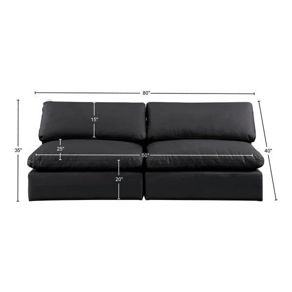 Comfy Black Vegan Leather Modular Sofa 188Black-S78 Meridian Furniture