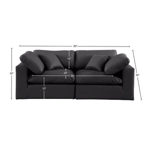 Comfy Black Vegan Leather Modular Sofa 188Black-S80 Meridian Furniture