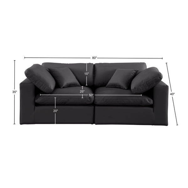 Comfy Black Vegan Leather Modular Sofa 188Black-S80 Meridian Furniture