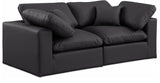 Comfy Black Vegan Leather Modular Sofa 188Black-S80 Meridian Furniture