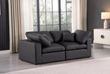 Comfy Black Vegan Leather Modular Sofa 188Black-S80 Meridian Furniture