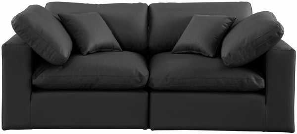 Comfy Black Vegan Leather Modular Sofa 188Black-S80 Meridian Furniture