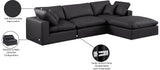 Comfy Black Vegan Leather Modular Sectional 188Black-Sec4A Meridian Furniture