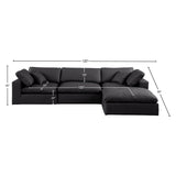 Comfy Black Vegan Leather Modular Sectional 188Black-Sec4A Meridian Furniture