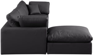 Comfy Black Vegan Leather Modular Sectional 188Black-Sec4A Meridian Furniture