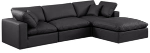 Comfy Black Vegan Leather Modular Sectional 188Black-Sec4A Meridian Furniture