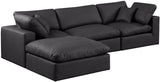 Comfy Black Vegan Leather Modular Sectional 188Black-Sec4A Meridian Furniture