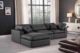 Comfy Black Vegan Leather Modular Sectional 188Black-Sec4A Meridian Furniture