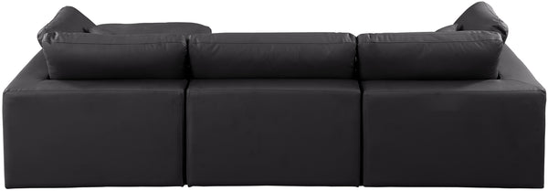 Comfy Black Vegan Leather Modular Sectional 188Black-Sec4A Meridian Furniture