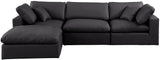 Comfy Black Vegan Leather Modular Sectional 188Black-Sec4A Meridian Furniture