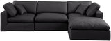 Comfy Black Vegan Leather Modular Sectional 188Black-Sec4A Meridian Furniture