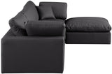 Comfy Black Vegan Leather Modular Sectional 188Black-Sec4A Meridian Furniture