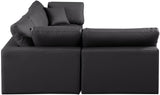 Comfy Black Vegan Leather Modular Sectional 188Black-Sec4B Meridian Furniture