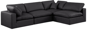 Comfy Black Vegan Leather Modular Sectional 188Black-Sec4B Meridian Furniture