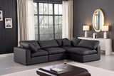 Comfy Black Vegan Leather Modular Sectional 188Black-Sec4B Meridian Furniture