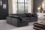 Comfy Black Vegan Leather Modular Sectional 188Black-Sec4B Meridian Furniture