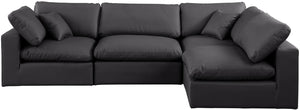 Comfy Black Vegan Leather Modular Sectional 188Black-Sec4B Meridian Furniture