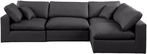Comfy Black Vegan Leather Modular Sectional 188Black-Sec4B Meridian Furniture