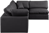 Comfy Black Vegan Leather Modular Sectional 188Black-Sec4B Meridian Furniture