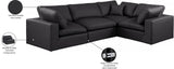 Comfy Black Vegan Leather Modular Sectional 188Black-Sec4C Meridian Furniture