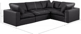 Comfy Black Vegan Leather Modular Sectional 188Black-Sec4C Meridian Furniture