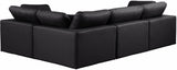 Comfy Black Vegan Leather Modular Sectional 188Black-Sec4C Meridian Furniture