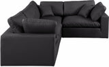 Comfy Black Vegan Leather Modular Sectional 188Black-Sec4C Meridian Furniture