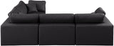 Comfy Black Vegan Leather Modular Sectional 188Black-Sec4C Meridian Furniture