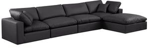 Comfy Black Vegan Leather Modular Sectional 188Black-Sec5A Meridian Furniture