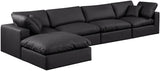 Comfy Black Vegan Leather Modular Sectional 188Black-Sec5A Meridian Furniture